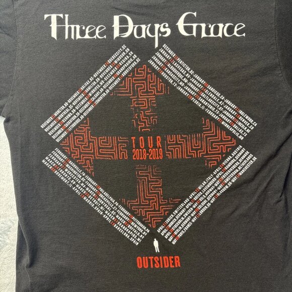 Three Days Grace Outsider Men’s Black 2019 Tour Crew Neck T-Shirt Men’s Medium - Picture 6 of 6